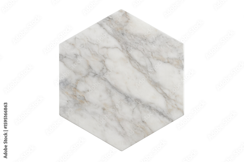 Poster realistic marble hexagon shape with transparent background, perfect for various design compositions 