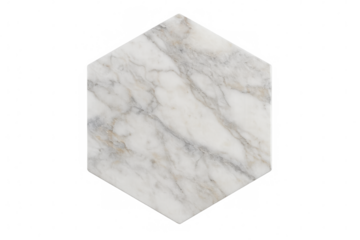 Realistic marble hexagon shape with transparent background, perfect for various design compositions or mockups