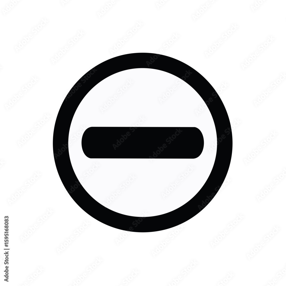 Fototapete a graphic of a subtraction sign. simple glyph of a minus symbol inside of a circle for use in vector