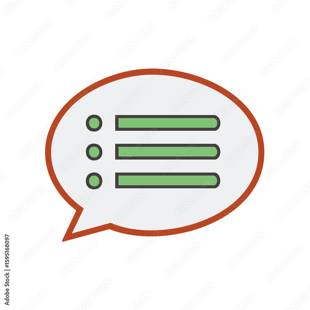 Fototapete speech bubble with list icon showing menu options and configuration choices