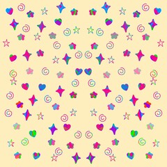 งานศิลปะที่ไม่มีชื่อ cream pattern,light yellow pattern,seamless pattern,heart pattern,star pattern,flower pattern,geometric pattern,graphic pattern,whimsical pattern