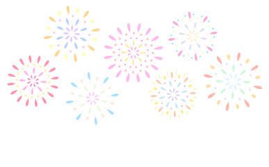 カラフルな打ち上げ花火のイラスト
