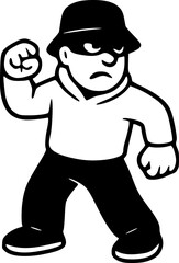 Black and White Cartoon Character with Multiple Expressions – Vector Illustration