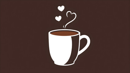 Obraz premium A minimalist icon of a hot chocolate cup with a heart-shaped steam line, capturing warmth
