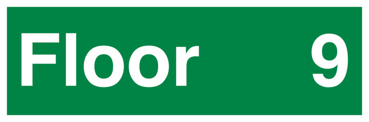 Green Floor 9 Identification Sign