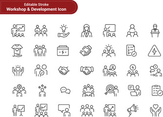 Workshop & Skill Development Icons | Training, Tools, Learning, Workforce Vector Set