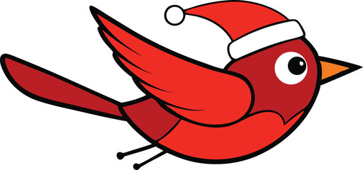 Redstart bird fluttering with Santa hat festive Christmas holiday winter nature wildlife birdfly redstartbird seasonal celebration decoration cute
