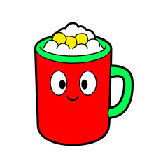 outline vector illustration of a hot cocoa cup