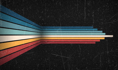 Vintage Striped Backgrounds, Posters, Banner Samples, Retro Colors from the 1970s 1980s, 70s, 80s, 90s. Grunge scratch 70s style stripes background poster lines. Old photo grainy effect design graphic