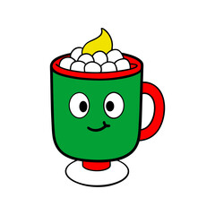outline vector illustration of a hot cocoa cup