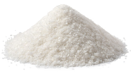 White salt pile full bag isolated on white background PNG. AI GENERATED.