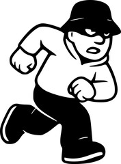 Vector Cartoon Character with Various Facial Expressions in Black and White