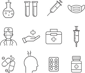 Obraz premium Minimalist Doctor Icon A clean, minimalist icon representing a doctor. The design features a simple human figure with a stethoscope around the neck, symbolizing healthcare and medical professionals. 