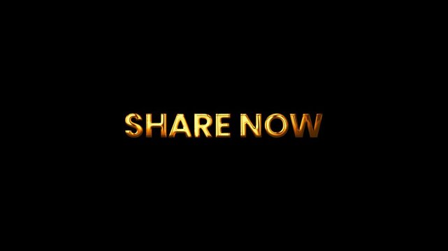 Share Now &ndash; Social CTA Gold Text Reveal Animation
