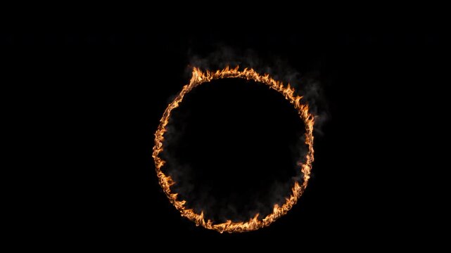 Seamlessly looping ring of fire video, 4k 30p, alpha channel for transparent background