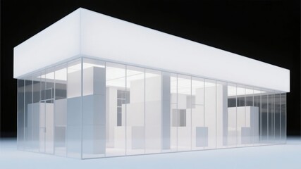 Obraz premium Modern Glass Structure with Illuminated Facade