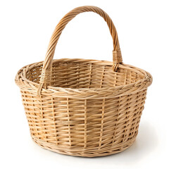 Woven rattan basket isolated on transparent background  