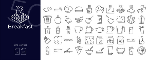Breakfast Line Editable Icons set. Vector illustration in modern thin line style of Breakfast icons: drink, alcohol, bakery, etc