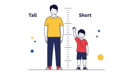 Understanding human height differences comparing tall and short individuals using a measurement scale