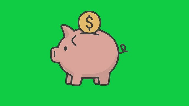 Coin falling in piggy bank