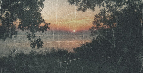 Old film light leaks texture with scratches, noise, iridescent light. Grunge retro photo style,...