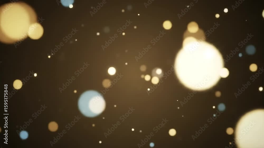 Aufkleber soft bokeh lights background with warm golden yellow and subtle blue circles and tiny sparkles on a 