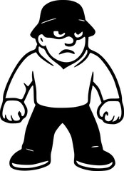 Black and White Vector Character with Diverse Facial Expressions