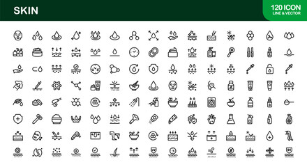 Skin Health Line Icon Collection &ndash; Unique, creative, and premium outline symbols for beauty, cosmetics, dermatological wellness, and personal skincare icons