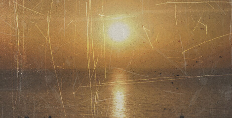 Old film light leaks texture with scratches, noise, iridescent light. Grunge retro photo style,...