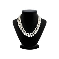 Beautiful white pearl necklace on transparent background