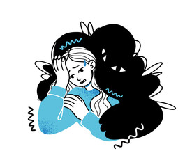 Anxiety and overthinking concept woman struggling with intrusive thoughts psychological stress