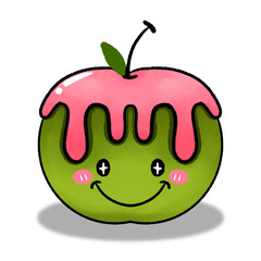 Green apple and worm