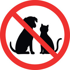 No pets allowed sign dog cat silhouette