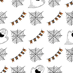 Halloween seamless pattern in hand draw style
