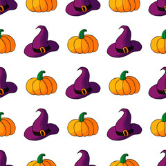 Halloween seamless pattern in hand draw style