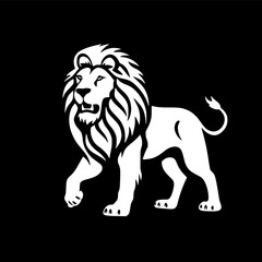 Fototapeta premium Lion - Black and White Isolated Icon - Vector illustration