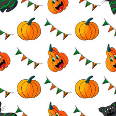 Halloween seamless pattern in hand draw style