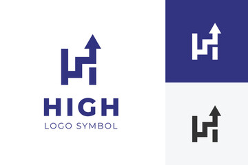 Abstract Letter H logo with upward arrow and step shape for business growth concept, progress, growth, and high achievement. vector graphic symbol