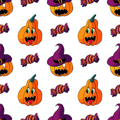 Halloween seamless pattern in hand draw style