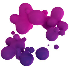 
Metaball - Abstract 3D rendering of fluid organic shapes with vibrant pink and purple neon colors on dark backgrounds for futuristic digital art and creative design, objects, and particles mixed