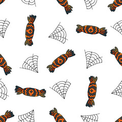 Halloween seamless pattern in hand draw style