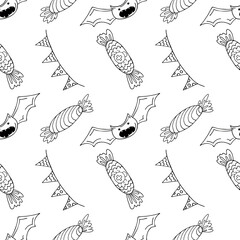 Halloween Monochrome pattern in hand draw style