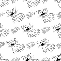 Halloween Monochrome pattern in hand draw style