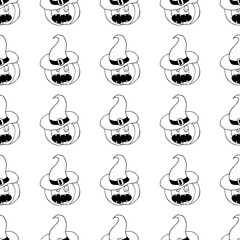 Halloween Monochrome pattern in hand draw style