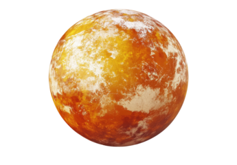A fiery, round celestial body