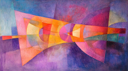 Abstract geometric artwork featuring vibrant colors and shapes creating harmony