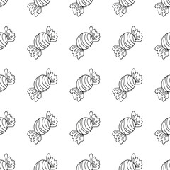 Halloween Monochrome pattern in hand draw style