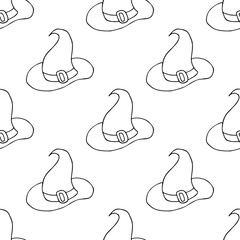 Halloween Monochrome pattern in hand draw style