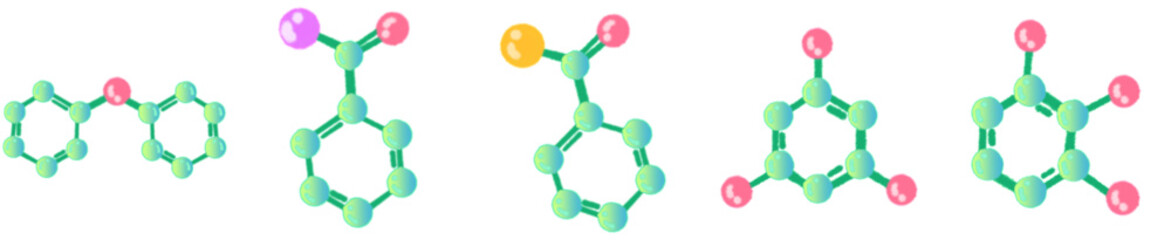 Cartoon Style Green Molecular Structure for Science Education and Chemistry Illustration