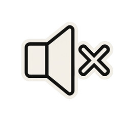 Outline sticker no sound icon vector PNG